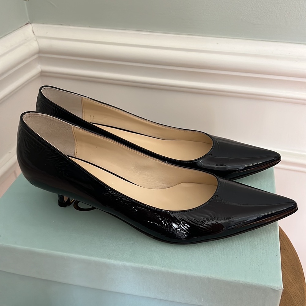 Butter Patent leather black kitten heels 9.5